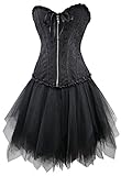 r-dessous Corsagenkleid schwarz Corsage + Mini Rock Petticoat Kleid Korsett Top Gothic Steampunk Übergrößen Groesse: S