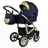 Lux4Kids Kinderwagen Golden Glow 3in1 Megaset Buggy Autositz Babyschale Sportsitz Isofix Shell Isofix