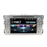 SWTNVIN Android 10 Autoradio Stereo Navi Fits für Ford Mondeo Focus S-Max C-Max Galaxy DVD Player 7 Zoll HD Touchscreen Headunit GPS Navigation mit Bluetooth WiFi SWC DSP Autoplay 2GB+80GB(Silber09)