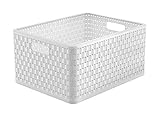 Rotho Country Aufbewahrungsbox 28l in Rattan-Optik, Kunststoff (PP) BPA-frei, weiss, A4+/28l (43,0 x 33,0 x 21,5 cm)