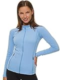 OZONEE Damen Sportjacke Sweatjacke Trainingsjacke Laufjacke Übergangsjacke Sport Jacke Joggen Übergang Jacken Stehkragen ohne Kapuze Leichte Outdoor Jacket JS/HD154/41 HELLBLAU S
