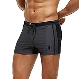 Arcweg Badehose Herren Eng Kurz Badeshorts mit Tunnelzug Schwimmhose Wassersport Kurze Hose UV Schutz Jungen Schwimmwear Grau L(EU)-MarkeGröße XL