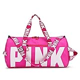 Pinkes Logo kleines Paar Reisetasche für Damen und Herren, Workout, Sporttaschen für Fitnessstudio, wasserdichte Dufflebag mit nassen Taschen und Schuhfach, Weekender Taschen, rose, Larg