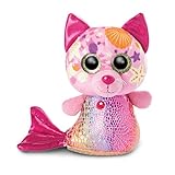 NICI 46825 Original-Glubschis Meerjungfrau Katze Aqua-Marie 15cm-Kuscheltier Augen – Flauschiges Plüschtier mit großen Glitzeraugen – Schmusetier für Kuscheltierliebhaber, bunt, Pink