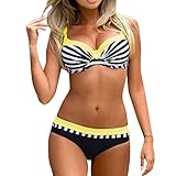 MRULIC Damen Reizvoller Zweiteilige Bikini Set Push Up Gepolstert Cups Mit Bügel Bandeau Badeanzug Bademode Monok