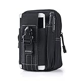 Egurs Taktische Gürteltasche | Universal Outdoor EDC Militär Holster Wallet Wallet Pouch Handytasche mit Reißverschluss für iPhone 8 7 6s Plus Samsung Galaxy S9 S7 LG HTC und mehr schw