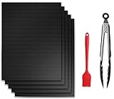JSDing Grillmatte 5 Stück 100% Antihaft-Brat-Grill & Grillmatten PFOA-frei, wiederverwendbar und leicht zu reinigen, Grillzubehör für Gas, Holzkohle, Elektrogrill und mehr - 15,75 x 13 Z