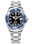 Gigandet Herren-Automatikuhr Sea Ground 300 Ceramic Date - Made in Germany - Keramiklünette - Saphirglas - Swiss Super Luminova - Edelstahl - 300m/30bar wasserdicht - Blau/Schwarz - G300-021M-C