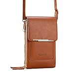 Handytasche,Kleine Crossbody-Handytasche,Schulterhandtasche Brieftasche Kartenhalter Geldbörse mit Riemen für Damen (Brown)