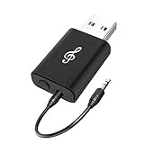 Wodgreat USB Bluetooth Adapter 5.0 Dongle,Transmitter und Empfänger Bluetooth Stick 2-in-1 Wireless Music Adapter mit 3,5mm Digitales Audiokabel für Auto,PC,TV,Projektor,Handy,Tablet,MP3,CD-Play