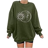 Pianshanzi Damen Los Angeles Sweatshirt Langarmshirt Rundhals Damen Ohne Kapuze Teenager Mädchen Vintage Pullov Oberteile Top