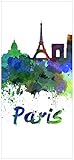 Wallario Premium Türfolie Türposter Selbstklebende Türtapete mit Schutzlaminat Städte als Aquarell - Skyline von Paris - 100 x 220 cm Abwischbar, Brillante Farben rück
