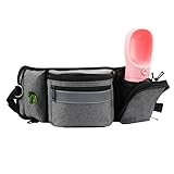 Pellapet Leckerli-Tasche für Hundetraining, mit Tasche, Hüftgurt, leicht zum Spazierengehen mit Hunden, Bauchtasche und Kotbeutelspender (grau)