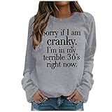 GFGHH Damen Sweatshirt Lässiger Letter Print Pulloveroberteile Langarmhemden Bluse Casual Langarm Langarmshirt Pullover Herbst Winter Tops Ohne Kapuze Pullover Locker Frauen Langarm Ob