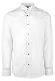 Herren Slim Fit Dobby Top-Stitched Stripe Shirt - Weiß - Groß