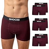 Snocks Boxershorts Herren (6er Pack) Keine Löcher Dank Anti Loch Garantie aus Bio Baumwolle Rot Größe L Unterhosen Männer Unterwäsche Box