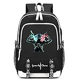 ZZGOO-LL Doppelreißverschluss White Sword Art Online Kirito/Yuuki Asuna Anime Cosplay Bookbag College Bag Rucksack Schultasche USB C-Black