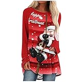 Eaylis Damen Weihnachten Motiv Sweatshirt Tshirt Weihnachtspullover Kleid Hoodie Langarm Kapuzenpullover Tops Lustig Pullover Kleid Weihnachtskleid Blusenkleider Geschenke für Frauen W