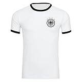 VIMAVERTRIEB Herren T-Shirt Deutschland Adler Retro Trikot weiß/schwarz - Männer Fanshirt Fanartikel Fanshop Fußball EM WM Germany, Größe:2XL,Farbe:weiß/schw