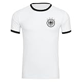 VIMAVERTRIEB Herren T-Shirt Deutschland Adler Retro Trikot weiß/schwarz - Männer Fanshirt Fanartikel Fanshop Fußball EM WM Germany, Größe:M,Farbe:weiß/schw