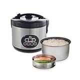 Solis Reiskocher und Dampfgarer für 6 Tassen Reis - auch für Sushi Reis, Timer, Warmhaltefunktion, Inkl. Messbecher + Schöpflöffel, 1,2 L, Duo Prog