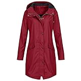 Mymyguoe Funktionsjacke Leichte Atmungsaktiv Regenparka mit Kapuze Regenmantel Damen Wasserdicht Lang Regenjacke Große Größen Sport Kapuzenpullover Übergangs Jacken Langarm Mantel für F