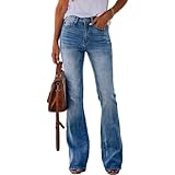 Damen Mid-Rise Jeans Tägliches Pendeln Lässig All-Match Washed Streetwear Fashion Klassisch Schlaghosen M