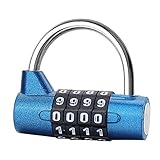 1 Pack Vorhängeschloss Wetterfest 4 Stellig Rücksetzbar Zahlenschloss Metall & Plated Steel Combination Lock Anti Rost für Schule Gym & Sports Locker Hasp Cabinet & Storage Kombinationsschloss (Blue)