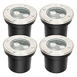 SONUG 4er set LED Bodenstrahler, 3W Runde Bodeneinbaustrahler, IP67 Bodenleuchte rostfrei für Außen Gartenbeleuchtung und Gehwegbeleuchtung (Warmweiß)