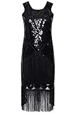 Ro Rox Coco 1920er Jahre Great Gatsby Party Abend Kleid (40, Schwarz)