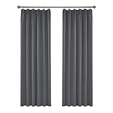 Amazon Brand - Umi 2 Stück Vorhang Blickdicht Verdunklung Kräuselband Gardine 260x140 cm (LxB) Hellg