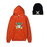 KIACIYA Anime One Piece Pullover ACE Herren Damen Zoro Luffy Piratenbande Hoodie Cosplay Kapuzenpullover Monkey D Ruffy Pirat 3D Shirt Mädchen Jungen Sweatshirt Sweater Casual Top (11,S)