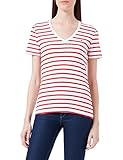 Tommy Hilfiger Damen Slim Stripe V-NK TOP SS Hemd, Breton STP/White Fireworks, XXL