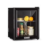 Klarstein Brooklyn - Mini Kühlschrank, kleiner Kühlschrank mit thermoelektrisches Kühlsystem, 3-stufige Kühlung: bis 12 °C, EcoExcellence System, Minikühlschrank, geräuschlos: 0 dB, 24L, schw