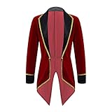 Choomomo Jungen Mädchen Ringmaster Zirkus Verkleidung Kinder Langarm Zirkusdirektor Frack Stehkragen Jacke Für Halloween Party Karneval Cosplay Burgund B 146-152