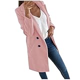 LEBABA Damen Langarm Elegant Trenchcoat Zweireiher Revers Mantel Knöpfe Langmantel Outwear Casual Übergangsjacke R