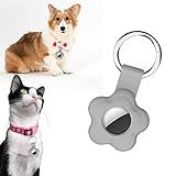 wodoca Airtag Hundehalsband aus Silikon für Apple Airtag, Anti-Verlust, Air-Tag-Hülle mit Schlaufe, kompatibel mit Hundehalsbändern, Schlaufe und Rucksackzubehör (Grau)