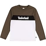 Timberland Jungen Langarmshirt mit Logoprint T45798 kaki-Weiss (12 Jahre (152))