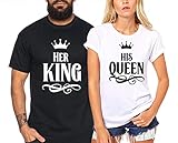 Her King His Queen - Partner-T-Shirt Damen und Herren - 2 Stück - Couple-Shirt Geschenk Set für Verliebte - Partner-Geschenke - Bestes Geburtstagsgeschenk - Partnerlook