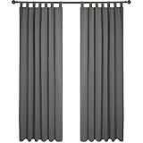 Deconovo Vorhang Blickdicht Schlaufen Vorhang Verdunkelung Gardine Wohnzimmer, 245x140 cm(HöhexBreite), Hellgrau, 2er S