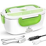 TRAVELISIMO Elektrische Lunchbox 2 in 1 für Auto LKW und Büro 220V+12V, Lunch Box Brotdose Elektrisch 1.5L 40W, Warmhaltebox Edelstahl für Essen, Speisenwärmer Electric Haushalt Box