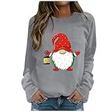 Weihnachten Shirt Damen Langarm elegant Tunika Damen Langarm knitterfreie Bluse Damen top tiefer Ausschnitt Pullover, Royalblau Shop online Damen Sweatshirt Damen Bluse schwarz D