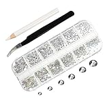 Girls'love talk 1440 Stück Strasssteine Nägel, 6 6 Größen Nagel Steine, AB Crystal Nail Art Strasssteine und Clear Crystal Strasssteine, Aufkleben Glitzersteine Nägel, mit Dotting