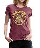 Spreadshirt Harry Potter Hogwarts Wappen Frauen Premium T-Shirt, L, Bordeaux