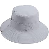 WANYI Outdoor Sonnenschutz Damen Herren Bucket Hut Fischerhut UV Schutz Doppelseitiger Safari Hut Faltbar Wanderhut Gartenhut Boonie Buschhut für Kopfumfang 56-60cm(Hellgrau)