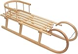 Best For Kids Hörnerrodel 120 cm mit Rückenlehne + Zugleine Rodelschlitten Davoser aus Holz bis 200 kg belastb