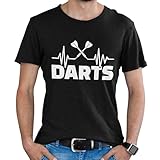 Darts Tasse - Dart Shirt - Spruch - Geschenk - Dart Heartbeat - Dart Tasse - Dart T-Shirt - Dart Deko - Bulls Eye (T-Shirt (schwarz), L)