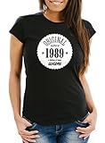 MoonWorks® Damen T- Shirt Geburtstag anpassbares Retro Design Original Since und Geburtsjahr lustiges Geschenk für Frauen 40 schwarz XXL