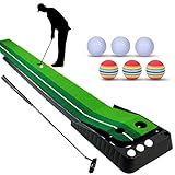  YINGJEE Golf Matte Puttingmatte mit professionelle tragbare Übungs ,einhalten Golf Putter + 6 Golf Bälle Mini Golf Übungsmatte Putting Matte Green Golfübungsgeräte für zu Hause Büro Gy