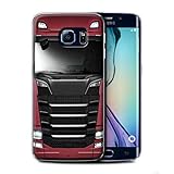 Handy Hülle kompatibel mit Samsung Galaxy S6 Edge LKW HGV Euro Kabine Vorbei Rot Transparent Klar Ultra Dünne Handyhülle Case C